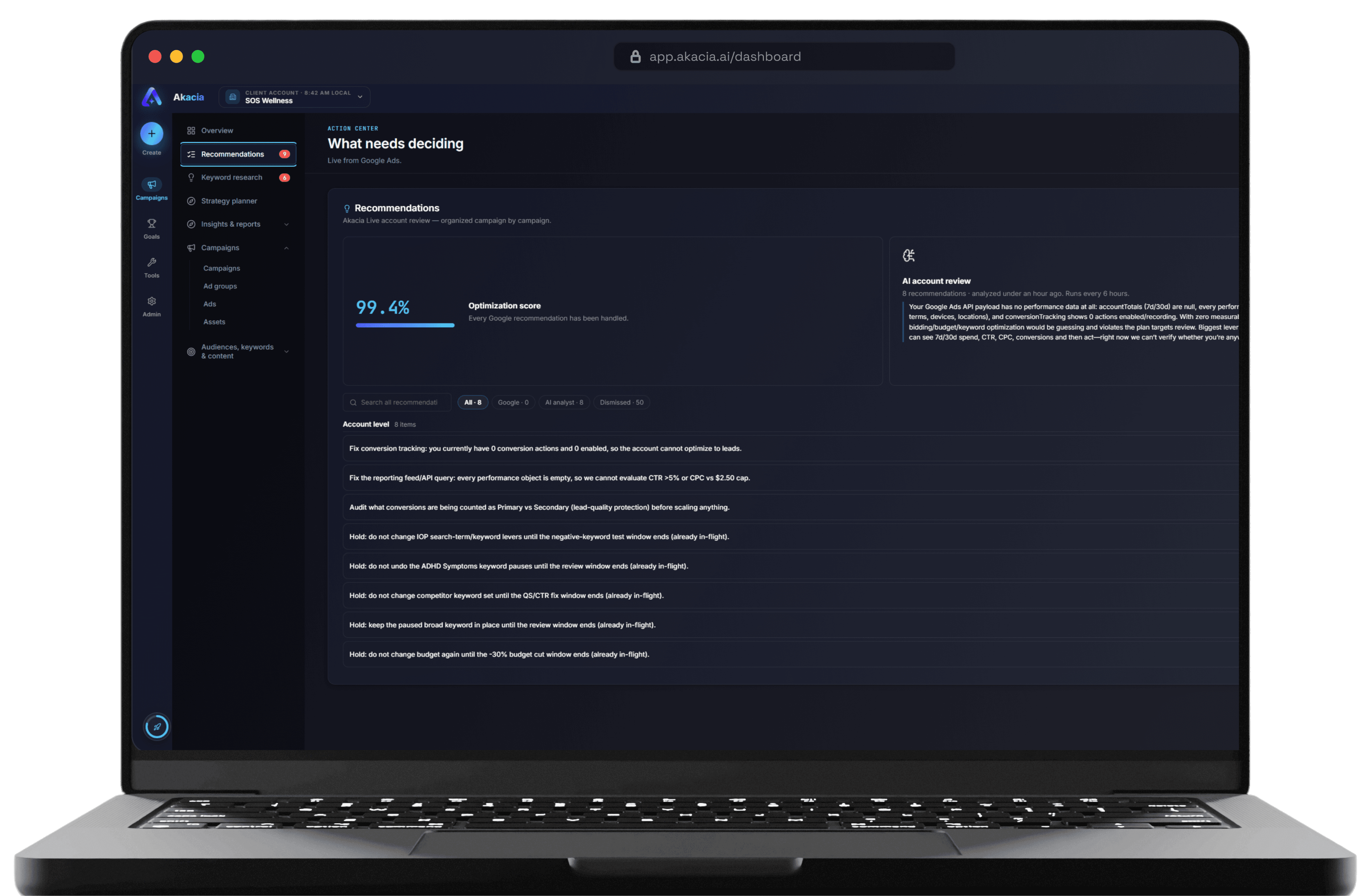 Laptop dashboard
